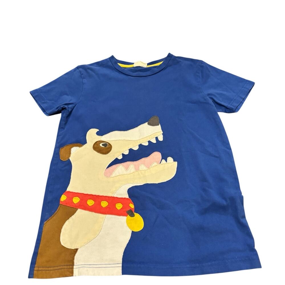 Mini Boden Boys Size 9-10 Blue Dog Applique T-Shirt
